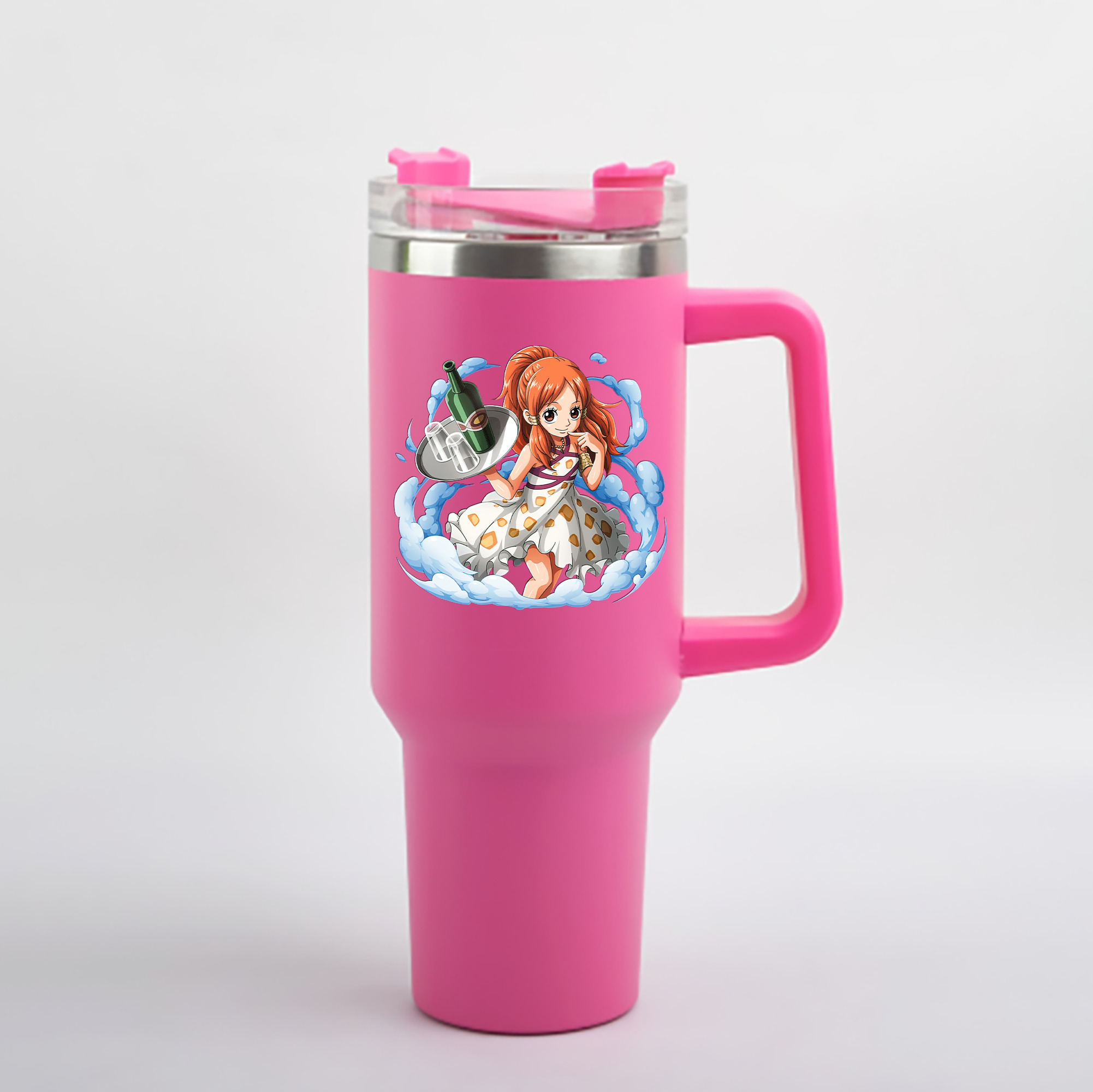 ワンピース ナミ ONE PIECE Nami 1200mL車用タンブラー - クリスタルステッカー（プラスチックストロー付き）